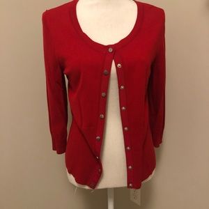 WHBM Red cardigan with snap closure. Size M